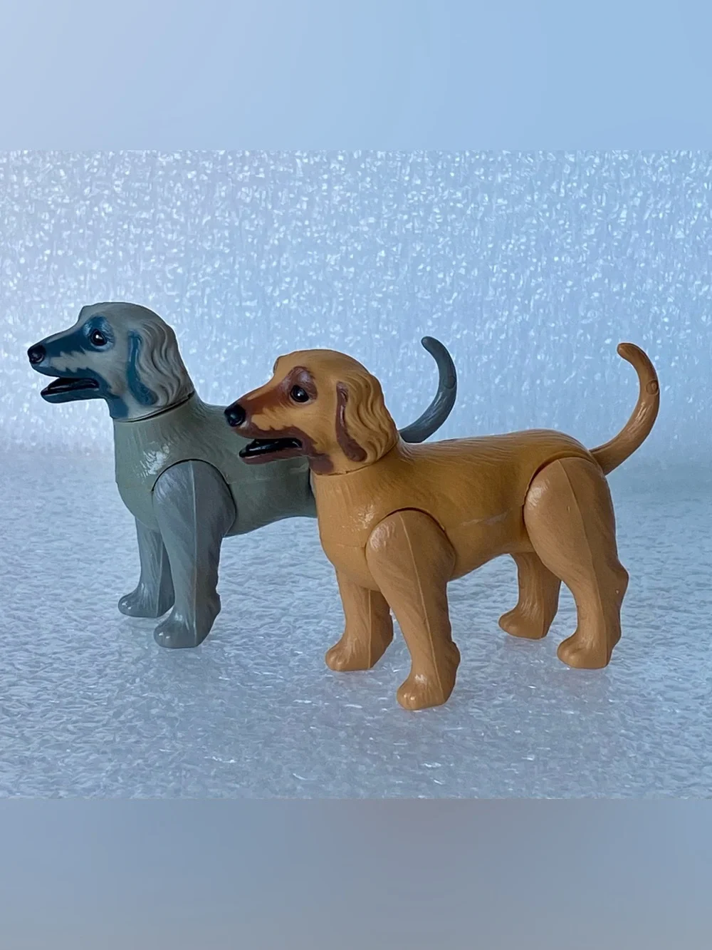 Vintage Barbie Pet Mattel 1981 Afghan Hound Puppies Gray & Brown Dogs